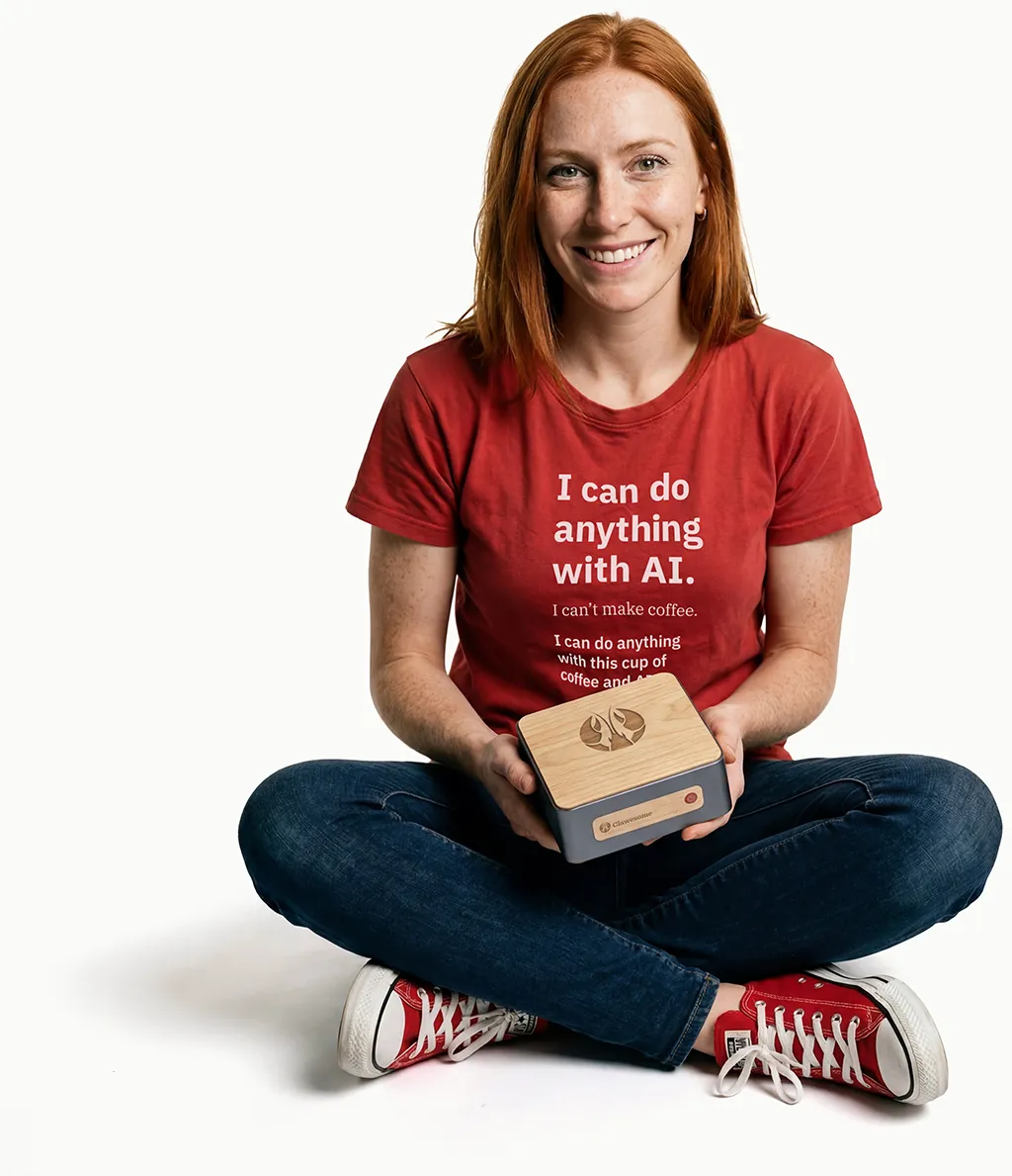 Aimee, Clawesome's AI assistant, with your device